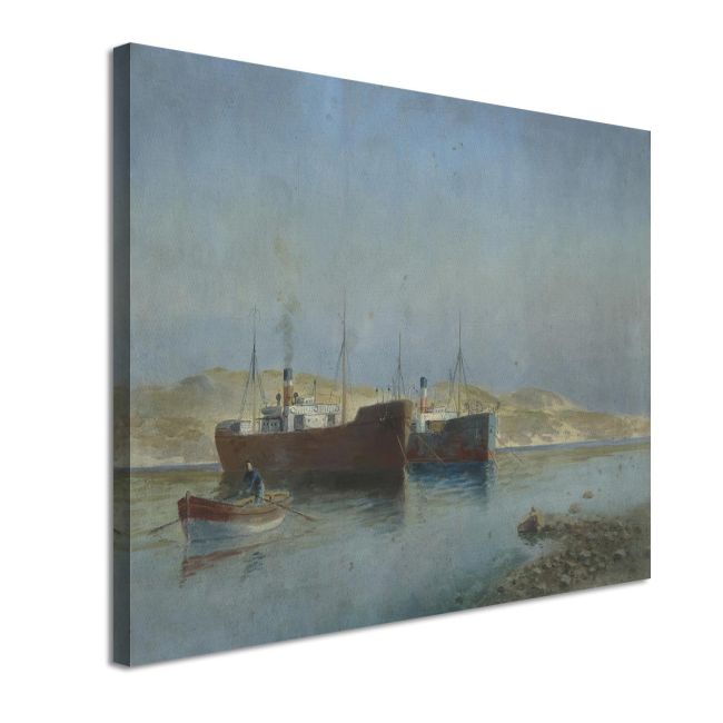 Canvas print Steamships at anchor Prosalentis Emilios Framed canvas View 4