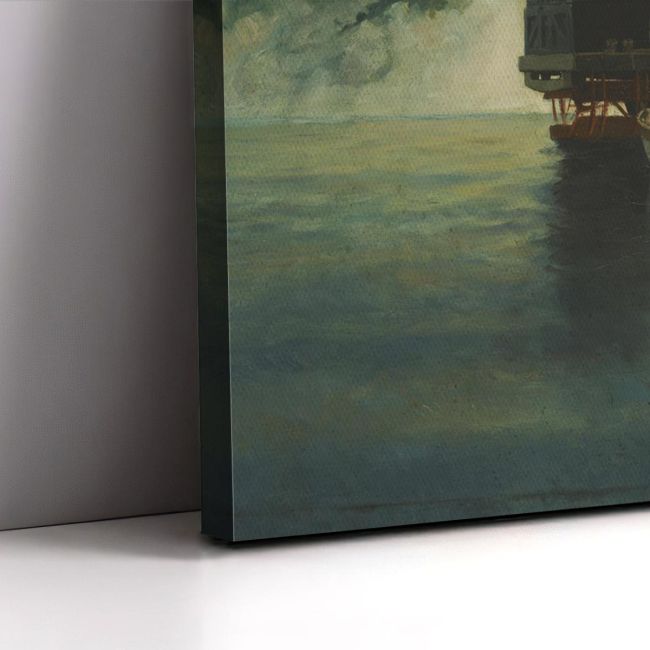 Πίνακας ζωγραφικής Βαπόρι με ρόδες αραγμένο Προσαλέντης Αιμίλιος Καμβάς τελαρωμένος Όψη 5