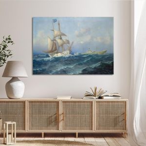 Canvas print Ships in a Rough Sea Prosalentis Emilios Framed canvas View 1 2