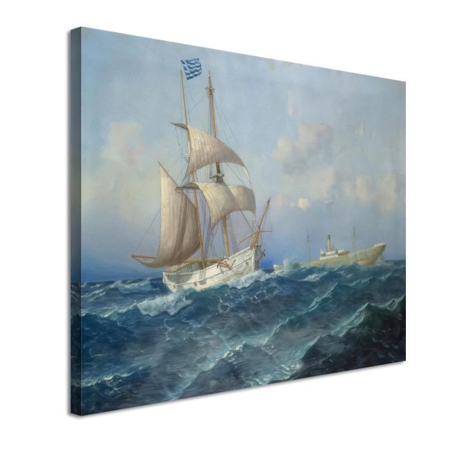 Canvas print Ships in a Rough Sea Prosalentis Emilios Framed canvas View 4