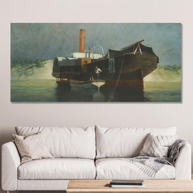 Canvas print Steamer with wheels adrift Prosalentis E. panoramic Framed canvas View 1