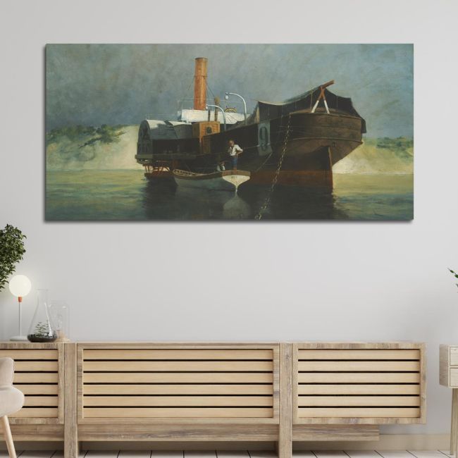 Canvas print Steamer with wheels adrift Prosalentis E. panoramic Framed canvas View 2