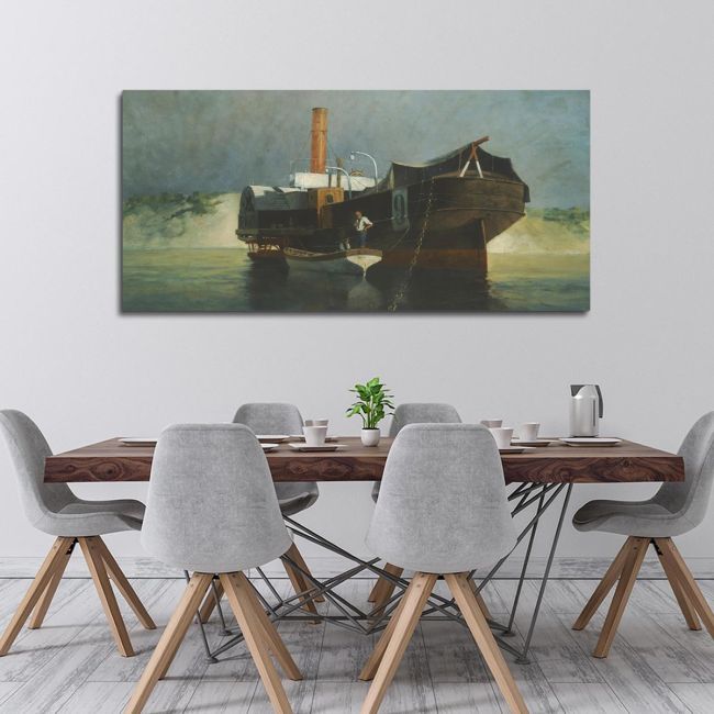 Canvas print Steamer with wheels adrift Prosalentis E. panoramic Framed canvas View 4