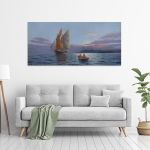 Πίνακας σε καμβά  Βαπόρι με ρόδες αραγμένο  Ιστιοφόρο Προσαλέντης Αιμίλιος πανοραμικός Καμβάς τελαρωμένος Όψη 3