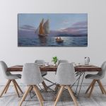 Πίνακας σε καμβά  Βαπόρι με ρόδες αραγμένο  Ιστιοφόρο Προσαλέντης Αιμίλιος πανοραμικός Καμβάς τελαρωμένος Όψη 4