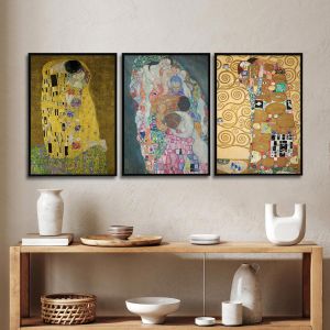 Klimt tribute to love αφίσα κάδρο τρίπτυχο  Αφίσα πόστερ με μαύρη κορνίζα Όψη 1