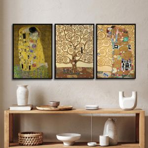 Klimt tribute to love I 3 panel poster  Poster with black frame View 1