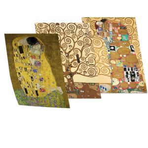 Klimt tribute to love I 3 panel poster  Poster with black frame View 1 2