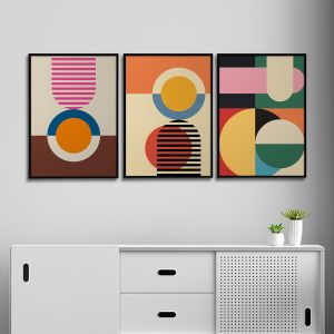 Geometrical designs 3 panels  Poster with black frame View 1