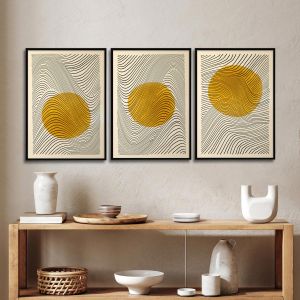 Rising sun 3 panels  Poster with black frame View 1