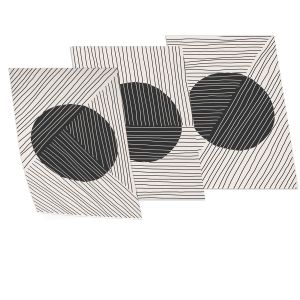Lines over circles 3 panels  Poster with black frame View 1 2