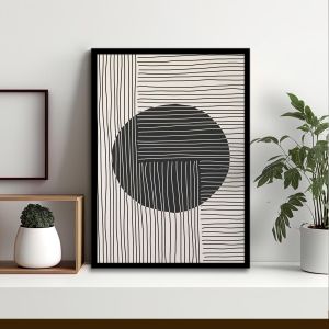 Lines over circles poster  Poster with black frame View 1