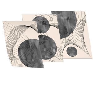 Mathematical lines 3 panels  Poster with black frame View 1 2