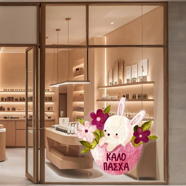 Αυτοκόλλητο βιτρίνας Watercolour Easter Bunny Όψη 1