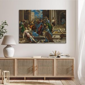 Canvas print Christ driving the money changers from the temple remastered El Greco Framed canvas View 1 2