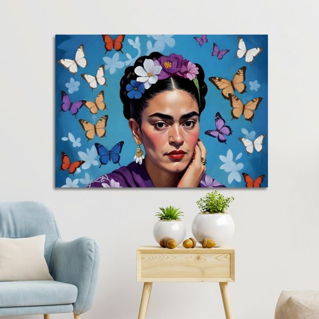 Canvas print Frida with butterflies Framed canvas View 1