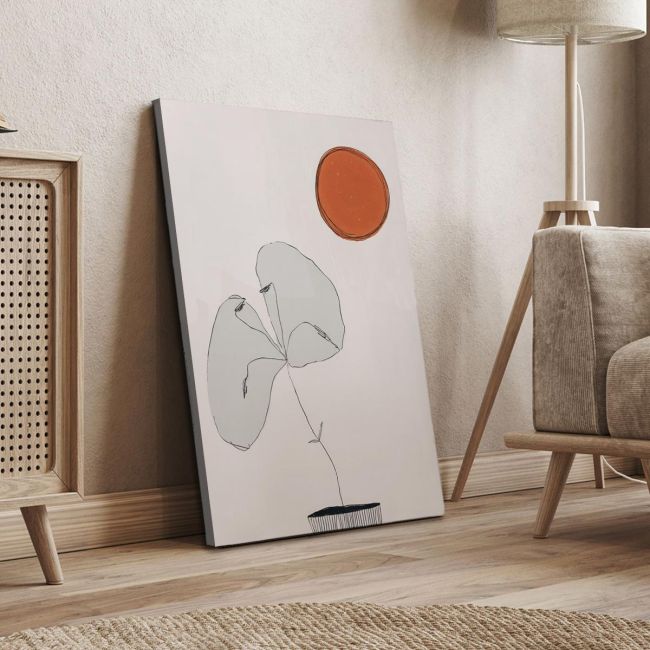 Πίνακας ζωγραφικής Orange sum gray flower Καμβάς τελαρωμένος Όψη 4
