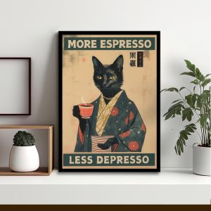 More espresso less depresso αφίσα κάδρο  Αφίσα πόστερ με μαύρη κορνίζα Όψη 1