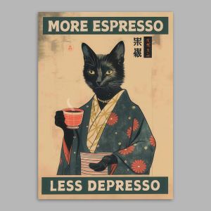 More espresso less depresso αφίσα κάδρο  Αφίσα πόστερ με μαύρη κορνίζα Όψη 1 2
