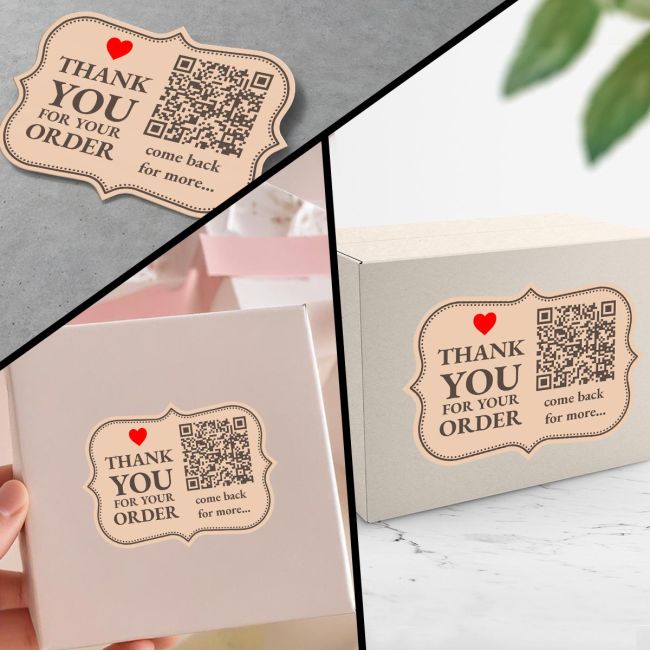 Αυτοκόλλητη ετικέτα Thank You, με QR Code