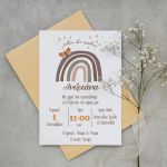 Baptism invitation, Rainbow with butterfly
