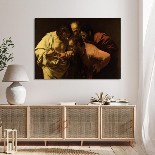 Πίνακας ζωγραφικής  Η δυσπιστία του Θωμά Caravaggio Καμβάς τελαρωμένος Όψη 2