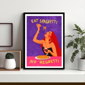 Eat spaghetti αφίσα κάδρο  Αφίσα πόστερ με μαύρη κορνίζα Όψη 1