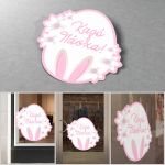 Window sticker, Easter egg with flowers