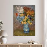Πίνακας ζωγραφικής Vase with daisies and anemones Vincent van Gogh Καμβάς τελαρωμένος Όψη 1