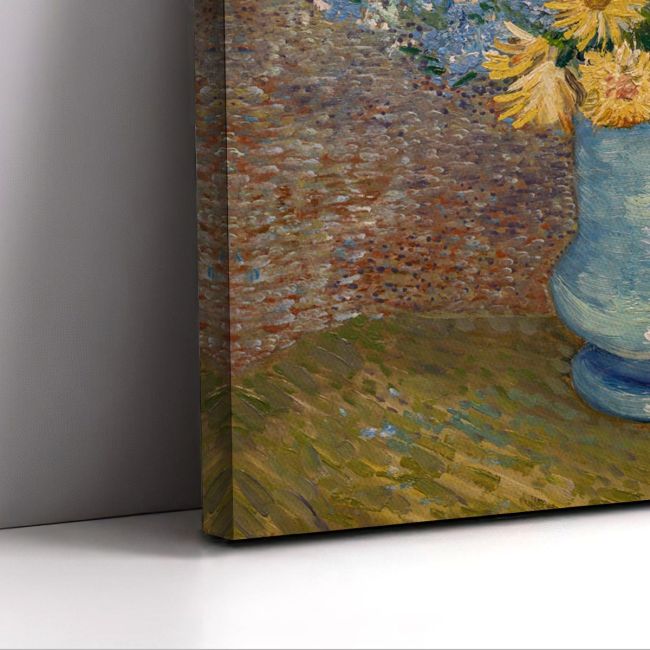 Πίνακας ζωγραφικής Vase with daisies and anemones Vincent van Gogh Καμβάς τελαρωμένος Όψη 5
