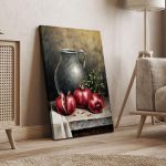 Ρόδια με κανάτα – Πίνακας σε Καμβά Καμβάς τελαρωμένος Όψη 4