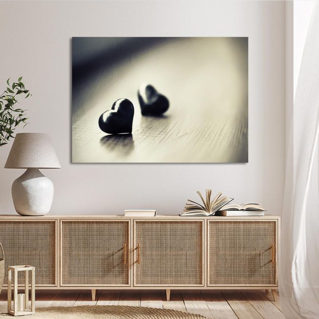 Canvas print Black hearts