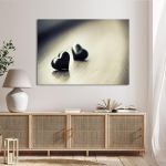 Canvas print Black hearts
