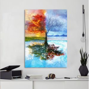 Canvas print Four season tree with moon