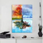 Canvas print Four season tree with moon