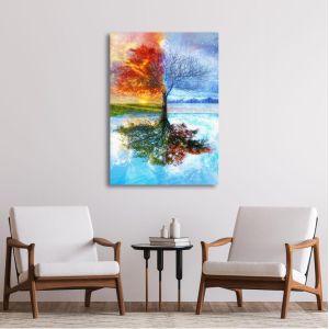 Πίνακας ζωγραφικής Four season tree with moon 2