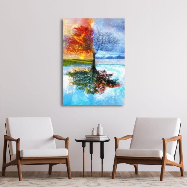 Πίνακας ζωγραφικής Four season tree with moon