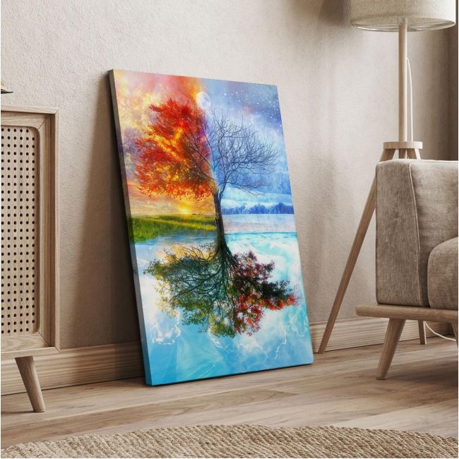 Πίνακας ζωγραφικής Four season tree with moon