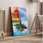 Canvas print Four season tree with moon
