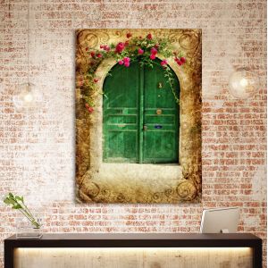 Canvas print Old green door