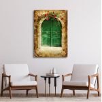 Canvas print Old green door