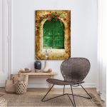 Canvas print Old green door