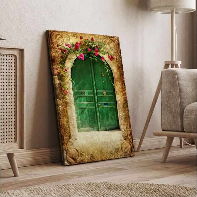 Canvas print Old green door