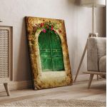 Πίνακας σε καμβά Old green door