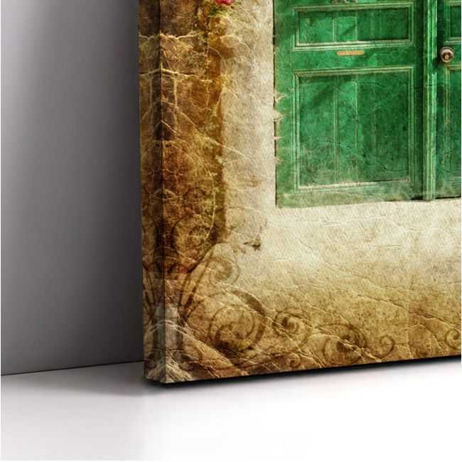 Canvas print Old green door