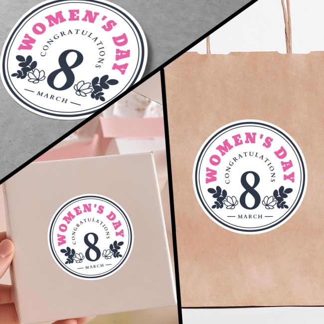 Stickers Womans Day  Pink Ribbon 8 4 x 4 cm (Round) View 1