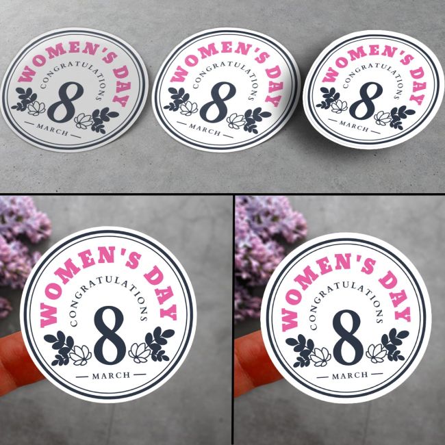 Stickers Womans Day  Pink Ribbon 8 4 x 4 cm (Round) View 3
