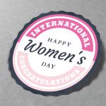 International Women's Day Sticker with Pink Banner 4 x 4 cm (Round) View 3