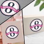 Women's Day Sticker with Ribbon and Polka Dots 4 x 4 cm (Round) View 1