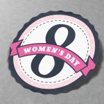 Women's Day Sticker with Ribbon and Polka Dots 4 x 4 cm (Round) View 3